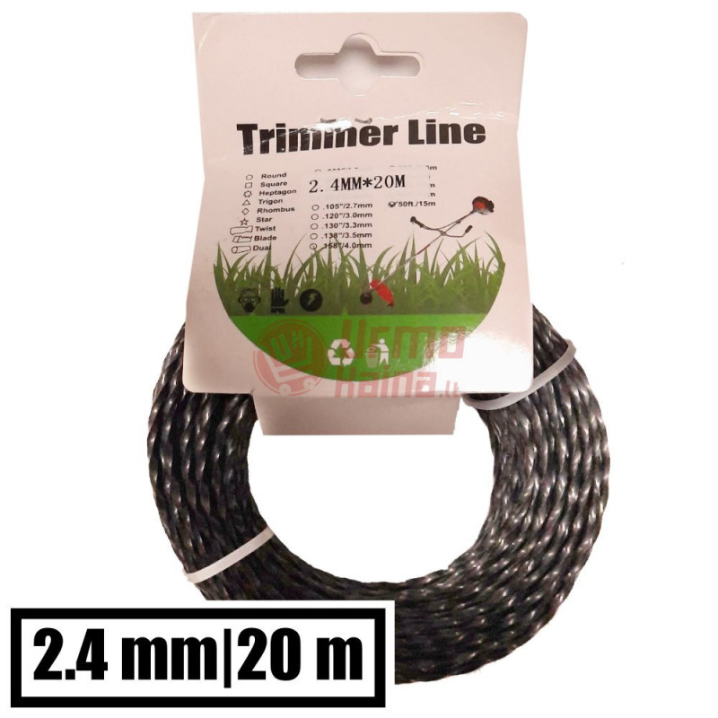 Valas trimeriui 2.4 mm/20 m suktas keturkampis TM3 Valas trimeriui 2.4 mm/20 m suktas keturkampis TM3