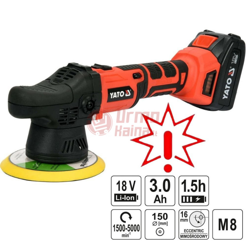 Poliravimo mašinėlė YATO 18V 3Ah YT-82920 (Prekė su defektu 9902673)