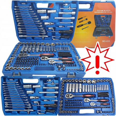 Galvučių komplektas MEISTER 216 dalių MS-655 (Prekė su defektu 9902681)