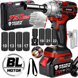 Akumuliatorinis smūginis veržliasukis BL 750 Nm RF10E + priedai