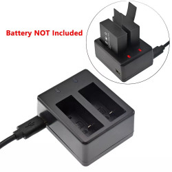 USB dvigubas įkroviklis kamerų baterijoms SJ4000–SJ9000, M10 ir kt.