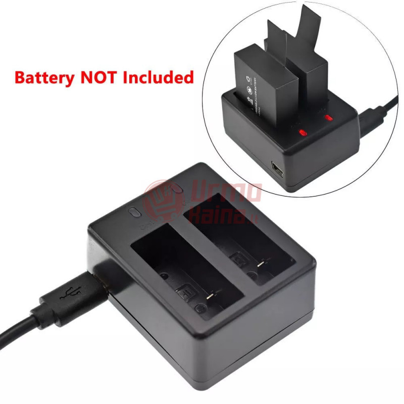 USB dvigubas įkroviklis kamerų baterijoms SJ4000–SJ9000, M10 ir kt. USB dvigubas įkroviklis kamerų baterijoms SJ4000–SJ9000, M10 ir kt.