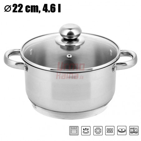 Nerūdijančio plieno puodas 22cm ZL-7306