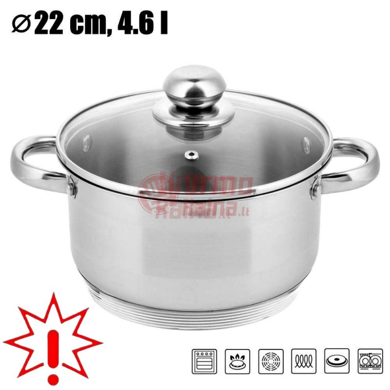 Nerūdijančio plieno puodas 22cm ZL-7306 (Prekė su defektu 9902707)