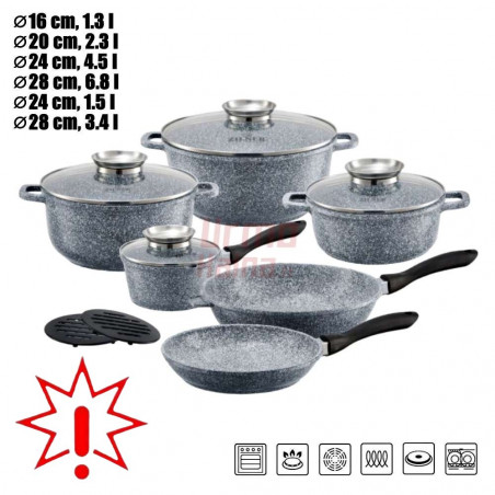 Akmens masės 12 dalių puodų rinkinys ZL-7082 (Prekė su defektu 9902709)