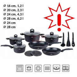 Akmens masės 15 dalių puodų rinkinys ZL-8546 (Prekė su defektu 9902712)