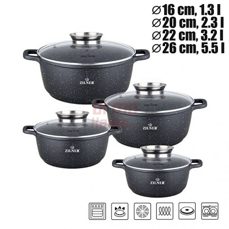 Akmens masės 8 dalių puodų rinkinys ZL-7320