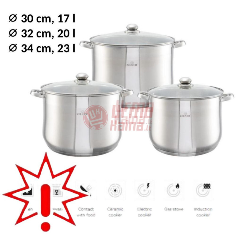 Nerūdijančio plieno 6 dalių puodų rinkinys ZL-7352 (Prekė su defektu 9902726)