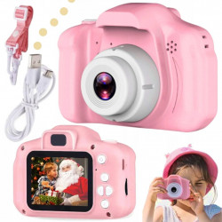 Vaikiškas fotoaparatas su ekranu Summer Vacation Q, rožinis
