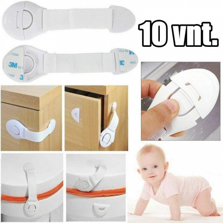 Priklijuojama stalčių ir spintelių apsauga nuo vaikų 10 vnt. CP02
