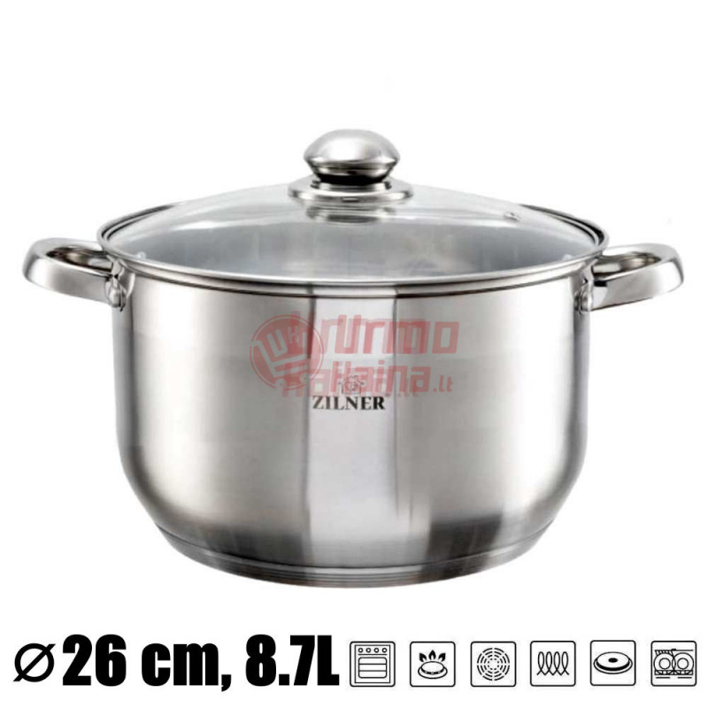 Nerūdijančio plieno puodas 26 cm ZL-7308 Nerūdijančio plieno puodas 26 cm ZL-7308