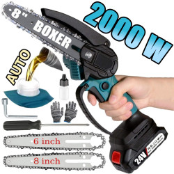 Akumuliatorinis grandininis genėjimo pjūklas BOXER BX3307E 6+6 coliai, 2000W