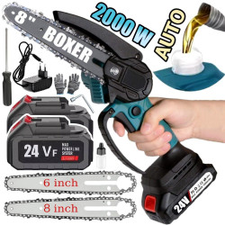Akumuliatorinis grandininis genėjimo pjūklas BOXER BX3307 6+6 coliai, 2000W