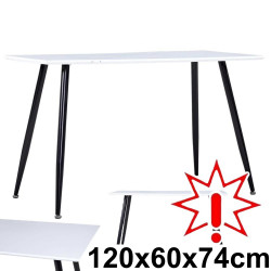 Valgomojo stalas, baltos ir juodos spalvos, 120x60x74cm, MDF (Prekė su defektu 9902747)