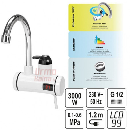 Elektrinis vandens šildytuvas / maišytuvas LCD KATLA-2
