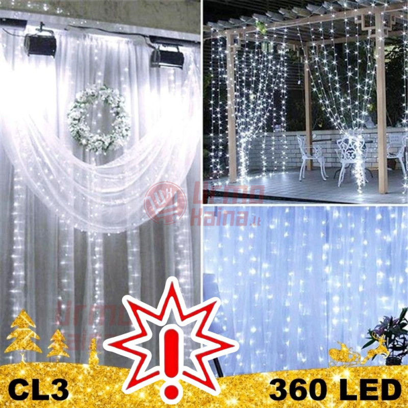 360 LED 3x3 girlianda Užuolaida – Krioklys STANDART CL3 (Prekė su defektu 9902806) 360 LED 3x3 girlianda Užuolaida – Krioklys STANDART CL3 (Prekė su defektu 9902806)
