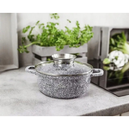 Akmens masės 17 dalių puodų rinkinys ZL-8881 Akmens masės 17 dalių puodų rinkinys ZL-8881