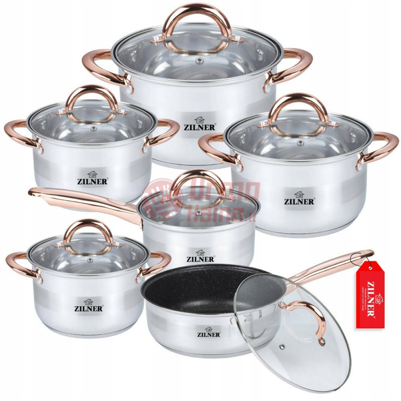 Nerūdijančio plieno 12 dalių puodų rinkinys ZL-8130 Nerūdijančio plieno 12 dalių puodų rinkinys ZL-8130