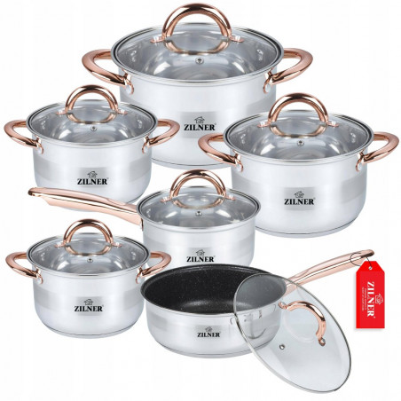 Nerūdijančio plieno 12 dalių puodų rinkinys ZL-8130 Nerūdijančio plieno 12 dalių puodų rinkinys ZL-8130