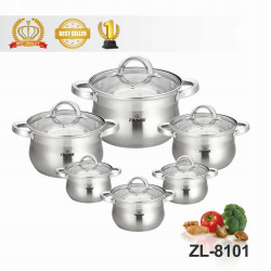 Nerūdijančio plieno 12 dalių puodų rinkinys ZL-8101