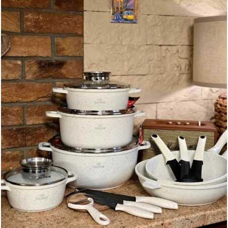 Akmens masės 21 dalies puodų rinkinys ZL-8575 Akmens masės 21 dalies puodų rinkinys ZL-8575