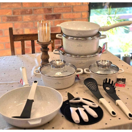 Akmens masės 21 dalies puodų rinkinys ZL-8575 Akmens masės 21 dalies puodų rinkinys ZL-8575