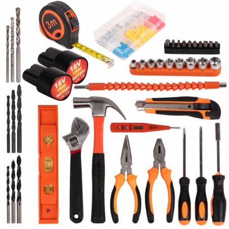 Akumuliatorinis suktuvas-gręžtuvas su įrankių rinkiniu 44 dalys MS733