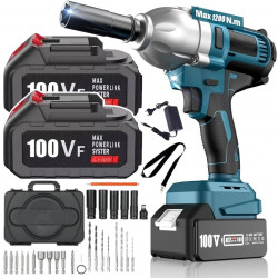 Akumuliatorinis smūginis veržliasukis UKC09 + priedai, 2 akumuliatoriai