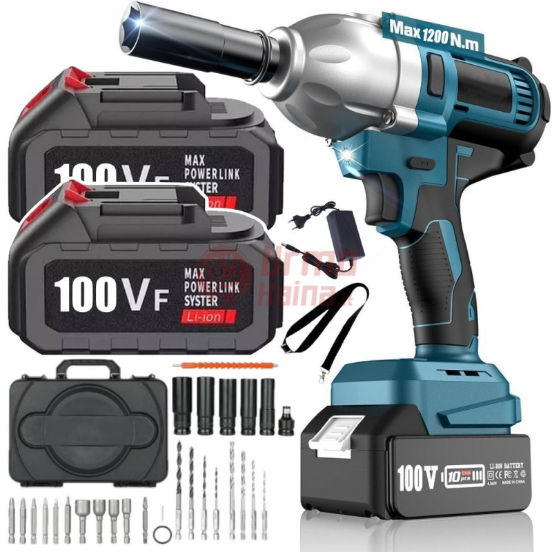 Akumuliatorinis smūginis veržliasukis UKC09 + priedai, 2 akumuliatoriai Akumuliatorinis smūginis veržliasukis UKC09 + priedai, 2 akumuliatoriai