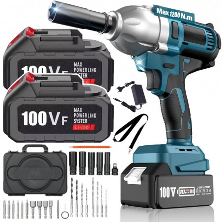 Akumuliatorinis smūginis veržliasukis UKC09 + priedai, 2 akumuliatoriai Akumuliatorinis smūginis veržliasukis UKC09 + priedai, 2 akumuliatoriai