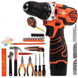 Akumuliatorinis suktuvas-gręžtuvas su įrankių rinkiniu 44 dalys MS733