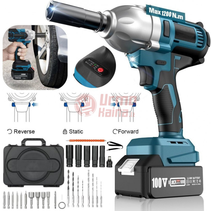 Akumuliatorinis smūginis veržliasukis UKC09E + priedai Akumuliatorinis smūginis veržliasukis UKC09E + priedai