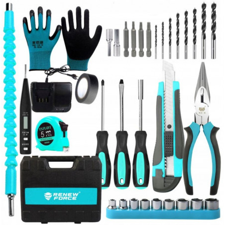 Akumuliatorinis suktuvas-gręžtuvas + priedai RF01 1000W Akumuliatorinis suktuvas-gręžtuvas + priedai RF01 1000W