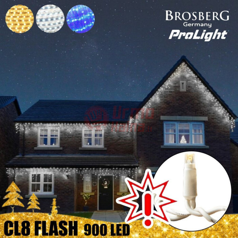 900 LED profesionali lauko girlianda varvekliai Brosberg Prolight CL8 Flash (Prekė su defektu 9902796)