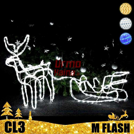 LED dekoracija 3D šviečiantis elnias su rogėmis Flash M CL3