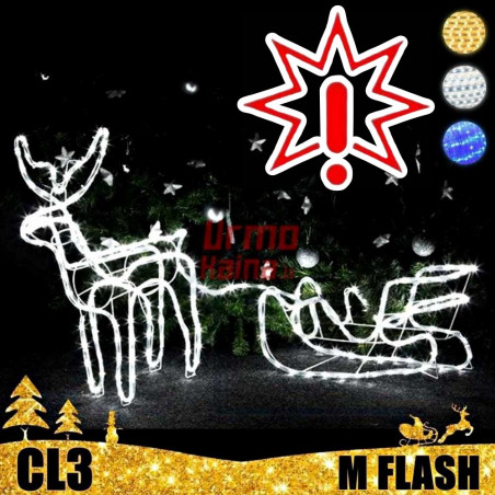 LED dekoracija 3D šviečiantis elnias su rogėmis FLASH M CL3, šaltai balta (Prekė su defektu 9902822)