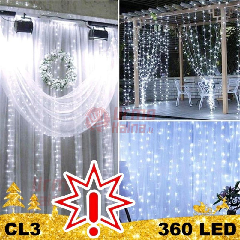 360 LED 3x3 girlianda Užuolaida – Krioklys STANDART CL3, mėlynos spalvos (Prekė su defektu 9902829) 360 LED 3x3 girlianda Užuolaida – Krioklys STANDART CL3, mėlynos spalvos (Prekė su defektu 9902829)