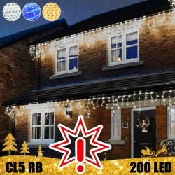 200 LED lauko girlianda varvekliai STANDART PLIUS RB ST CL5, šaltai baltos spalvos (Prekė su defektu 9902840)