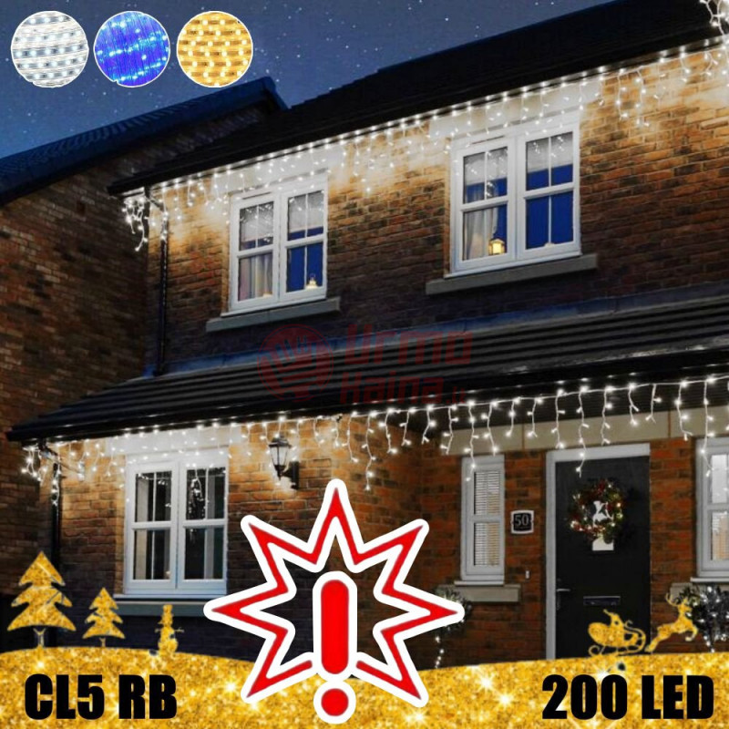 200 LED lauko girlianda varvekliai STANDART PLIUS RB ST CL5, šaltai baltos spalvos (Prekė su defektu 9902840) 200 LED lauko girlianda varvekliai STANDART PLIUS RB ST CL5, šaltai baltos spalvos (Prekė su defektu 9902840)