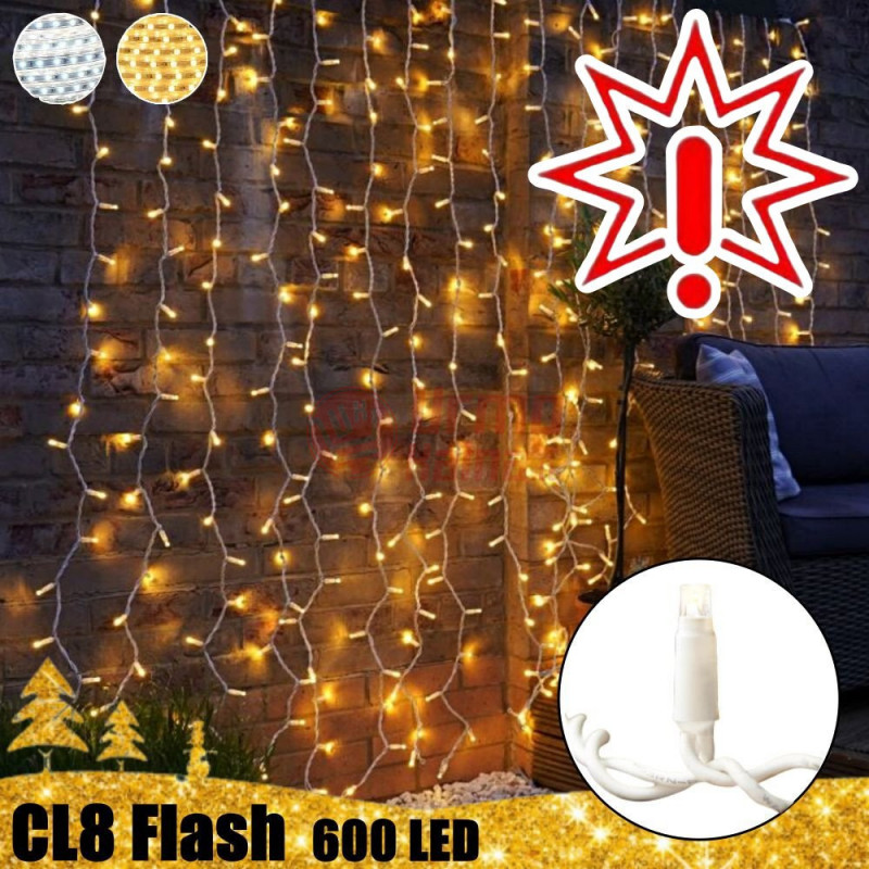600 LED 2x3 Girlianda Užuolaida – Krioklys PRO PLIUS Flash CL8, šiltai baltos spalvos (Prekė su defektu 9902839) 600 LED 2x3 Girlianda Užuolaida – Krioklys PRO PLIUS Flash CL8, šiltai baltos spalvos (Prekė su defektu 9902839)