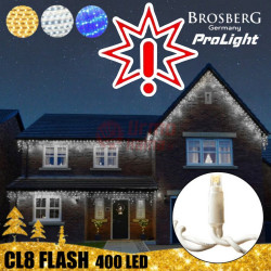 400 LED profesionali lauko girlianda varvekliai Brosberg Prolight CL8 Flash (Prekė su defektu 9902842)
