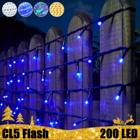 200 LED lempučių girlianda STANDART PLIUS FLASH CL5, mėlynos spalvos šviesa (Prekė su defektu 9902867)