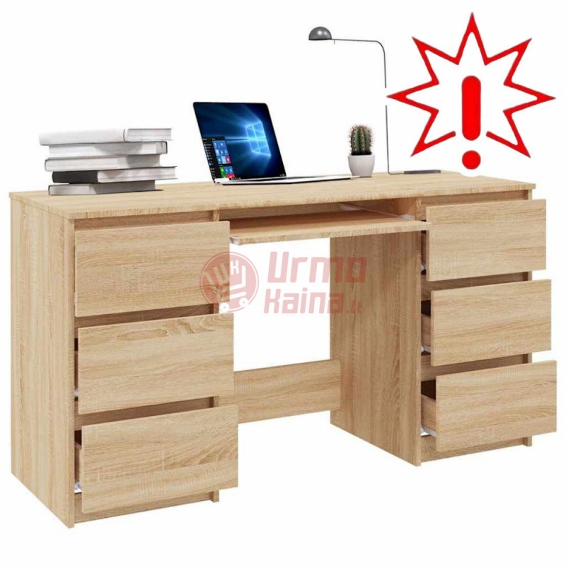 vidaXL Rašomasis stalas, sonoma ąžuolo, 140x50x77cm, apdirbta mediena (Prekė su defektu 9902871)