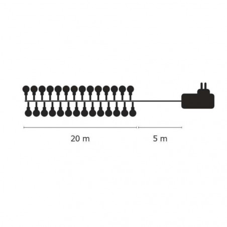 200 LED girlianda burbuliukai, 20 m, IP44, šiltai balta (Prekė su defektu 9902882)