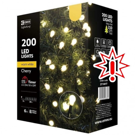 200 LED girlianda burbuliukai, 20 m, IP44, šiltai balta (Prekė su defektu 9902882)