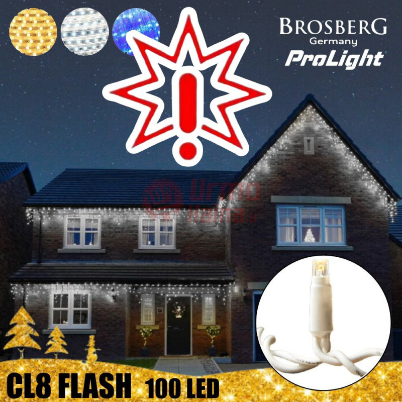 100 LED profesionali lauko girlianda varvekliai Brosberg Prolight CL8 Flash (Prekė su defektu 9902889)