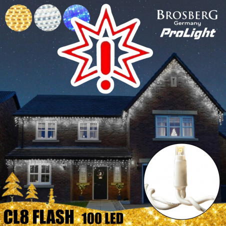 100 LED profesionali lauko girlianda varvekliai Brosberg Prolight CL8 Flash (Prekė su defektu 9902889)