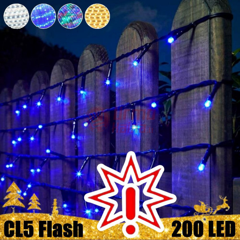 200 LED lempučių girlianda STANDART PLIUS FLASH CL5, mėlynos spalvos šviesa (Prekė su defektu 9902867)