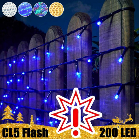 200 LED lempučių girlianda STANDART PLIUS FLASH CL5, mėlynos spalvos šviesa (Prekė su defektu 9902867)
