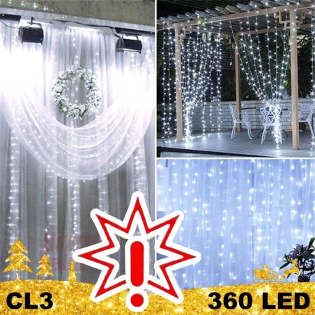 360 LED 3x3 girlianda Užuolaida – Krioklys STANDART CL3, šiltai balta spalva (Prekė su defektu 9902900)